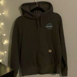 Carhartt  Brown Hooded Sweatshirt with Chest Logo (M 8-10)